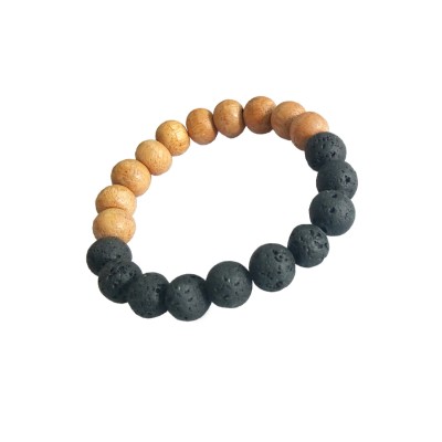 Rose Wood Lava Stone Bracelet For Men